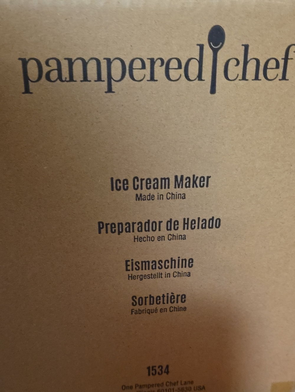 Pampered Chef Ice Cream Maker - Black Logo on Brown